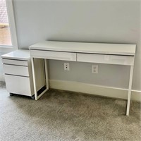 White Desk + File Cabinet, Set #1