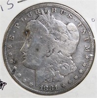 1881-S Morgan Silver Dollar VG
