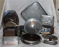 ASSORTED BAKING PANS, MALT CUP, AND MORE