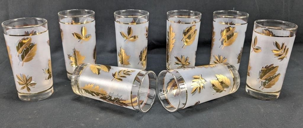 (8) Golden Foliage Cocktail Glasses