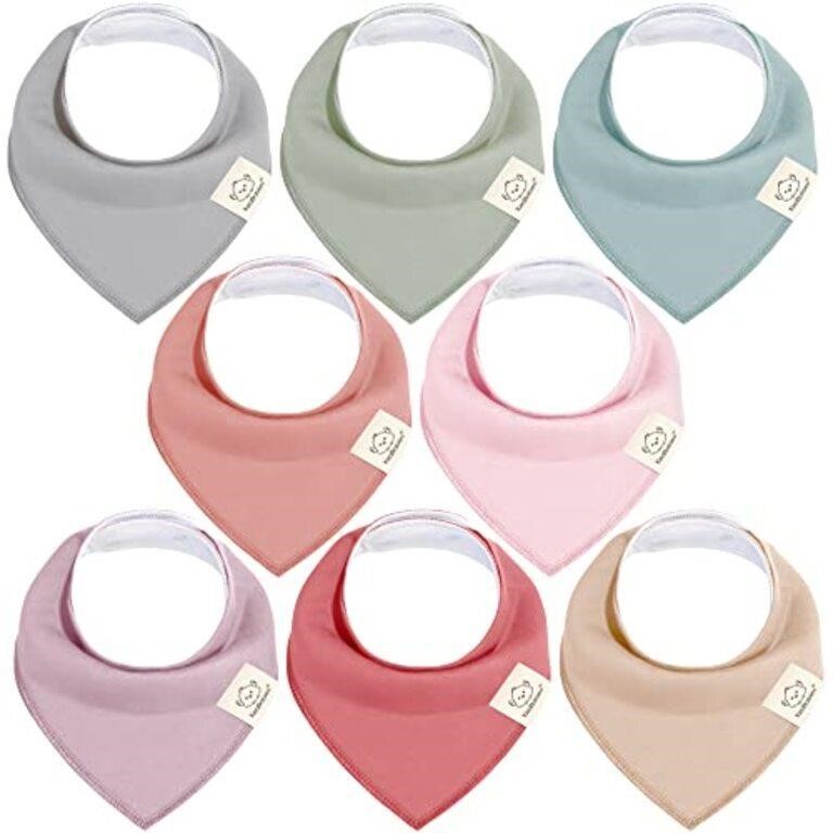 8-Pack Organic Baby Bandana Drool Bibs for Girls