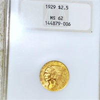1929 $2.50 Gold Quarter NGC - MS62