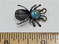 925 Silver Turquoise Bug Pin