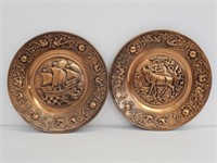 2 COPPER CHARGERS - 14.25" DIAMETER
