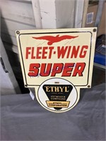 FLEET-WING SUPER PORCELAIN ENAMEL SIGN, 9 X 12"