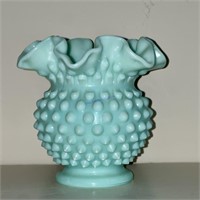 Vintage Fenton Hobnail Ruffled Vase