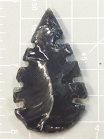 2 in serrated obsidian glass arrowhead