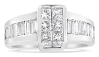 14k Wgold Princess & Baguette 2.72ct Diamond Ring