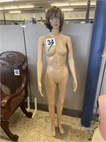 FEMALE MANNEQUIN W/ WIG & STAND - 69" TALL