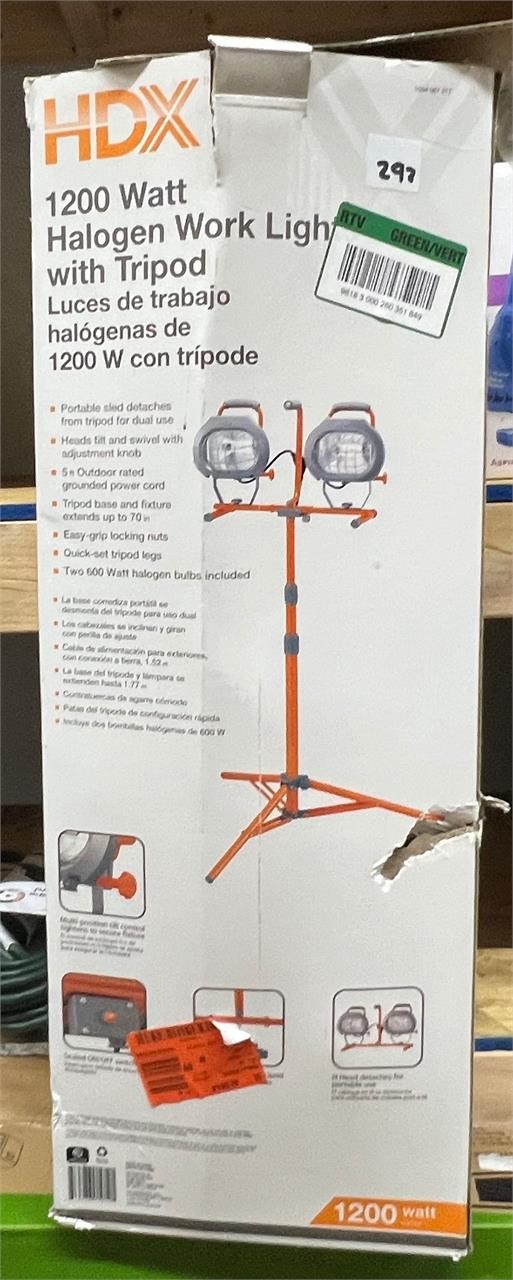 HDX 1200 Watt Halogen Work Light w/Tripod