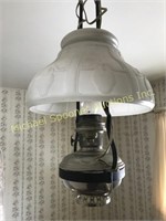 ANTIQUE ELECTRIFIED OIL LAMP CEILING FIXTURE