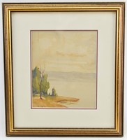 Otto Moilan Lakeshore Landscape Watercolor