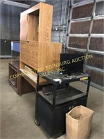 Misc desks and cart with monitor