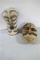 Pair Decorative Wood Masks 13"L