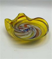 Millefiori Swirl Art Glass Candy Dish