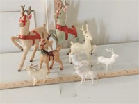 8 Vintage Reindeer's Hard Plastic Celluloid Soft
