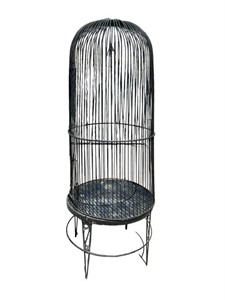 Large vintage 2-piece metal bird cage