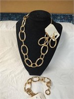 Adante Gold Colored Chain-Bracelet and Earrings-