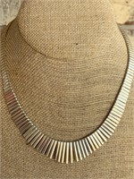 Sterling Silver Heavy Egyptian Bib Style Necklace