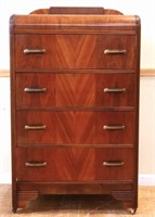 Vintage waterfall 4 drawer tall chest