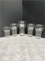 Lot of 5 Vtg TRINK Coca-Cola Fountain Glasses