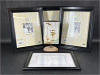 Set of Four Black Picture Frames & Glass Frame
