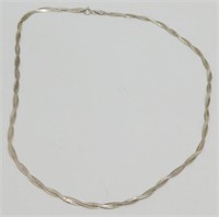 Sterling Silver Braided Herringbone Necklace -