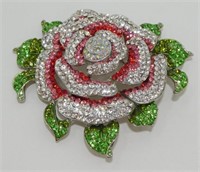 Super Sparkling Very Large Jeweled Floral Brooch