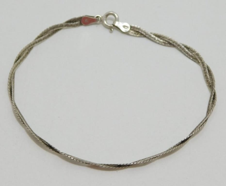 Sterling Silver Braided Herringbone Bracelet -