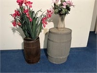 Wooden Barrells w/ Flowers