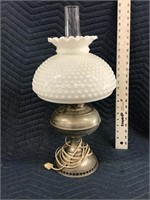 Vintage Oil Lamp Converted Into Electric Hobnail