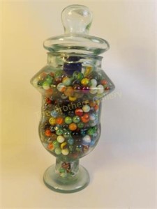 Large Apothecary Jar of Marbles - 15" Tall