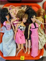 Tray Lot of Assorted Barbies, Mattel, Lovely Patsy