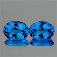 Natural Swiss Blue Topaz Pair 14x10 MM {Flawless-V