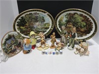 BOX: ASSORTED CHINA FIGURES, COLLECTOR PLATES,