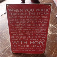 Metal Sign with Inspirational Verse