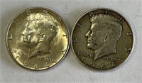 (2) 1964 D JFK Half Dollars