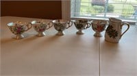 Christmas And Floral Tea Cups and Creamer
