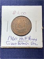 1960 half penny Great Britain coin