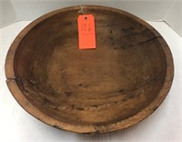 Antique / primitive wooden bowl with tin patches