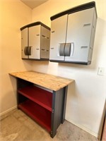 4 Rubbermaid Wall Mount Cabinets, Work Table