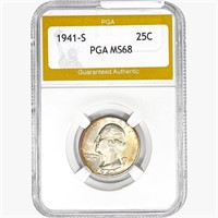 1941-S Washington Silver Quarter PGA MS68