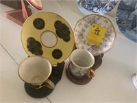 DEMITASSE CUPS & SAUCERS WITH STAND