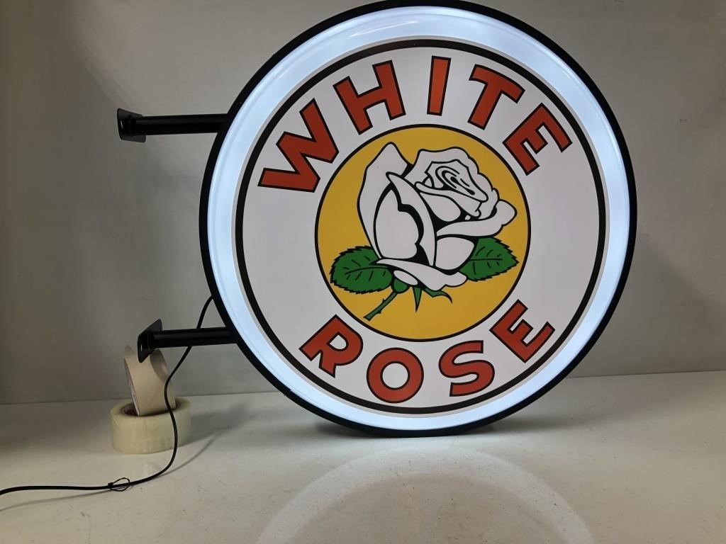 NEW IN BOX WHITE ROSE LIGHT UP SIGN