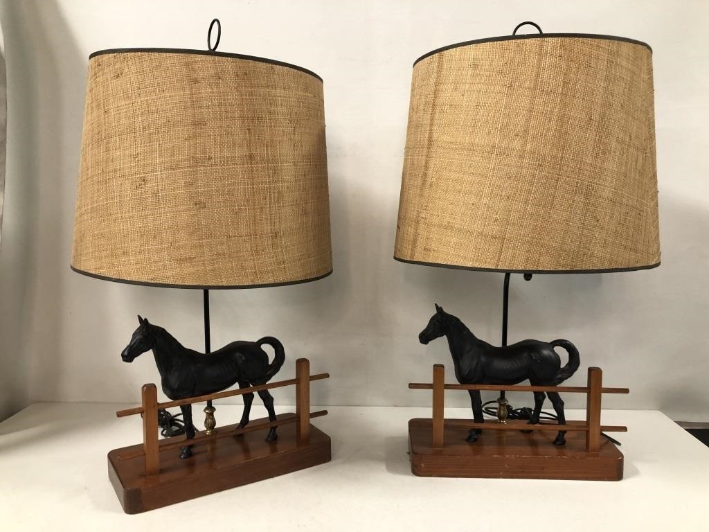 VINTAGE CAST HORSE LAMPS