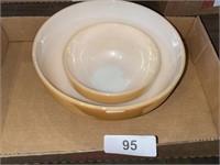 (2) Fire King Peach Luster Mixing Bowls