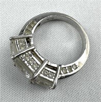 925 Silver 3 Square CZ Ring