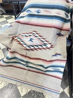 Vtg Hand Woven Mexican Serape Blanket