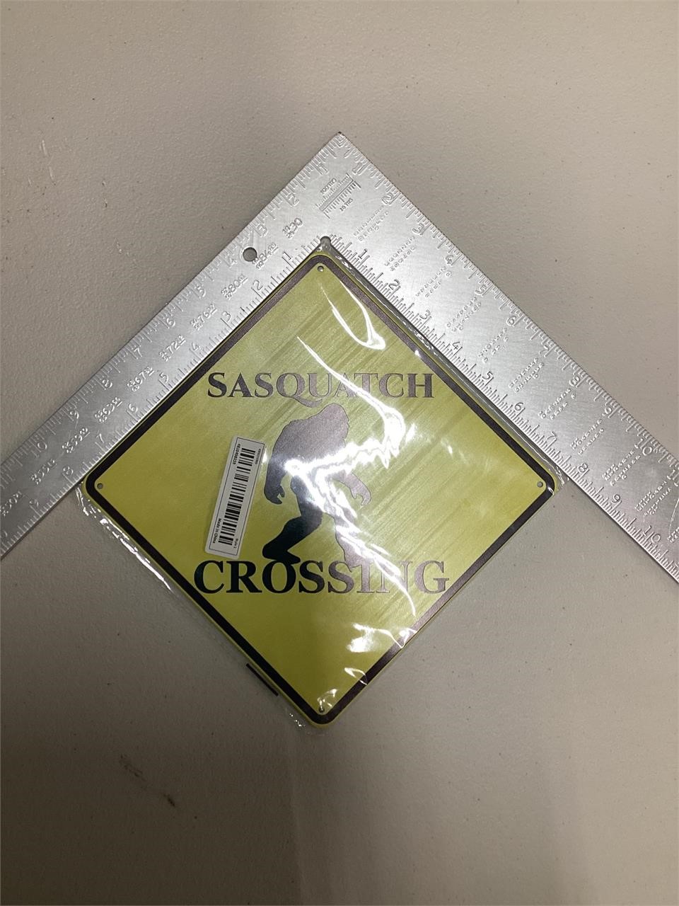 8x8in. Sasquatch crossing metal sign