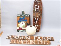 Fall/Pumpkin Signs and Plastic Pumpkin